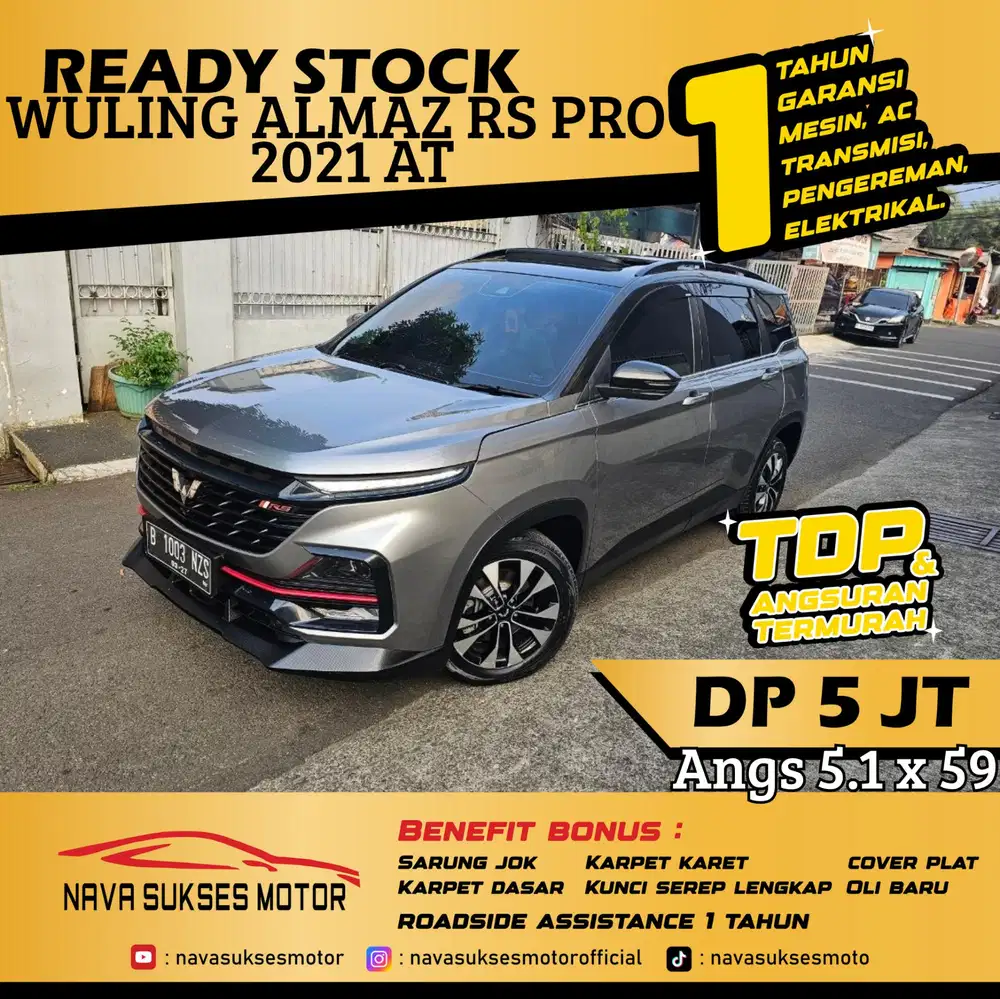 TDP 5 Jt Angs Termurah Wuling Almaz RS Pro 2021 Matic Abu Abu Low Km
