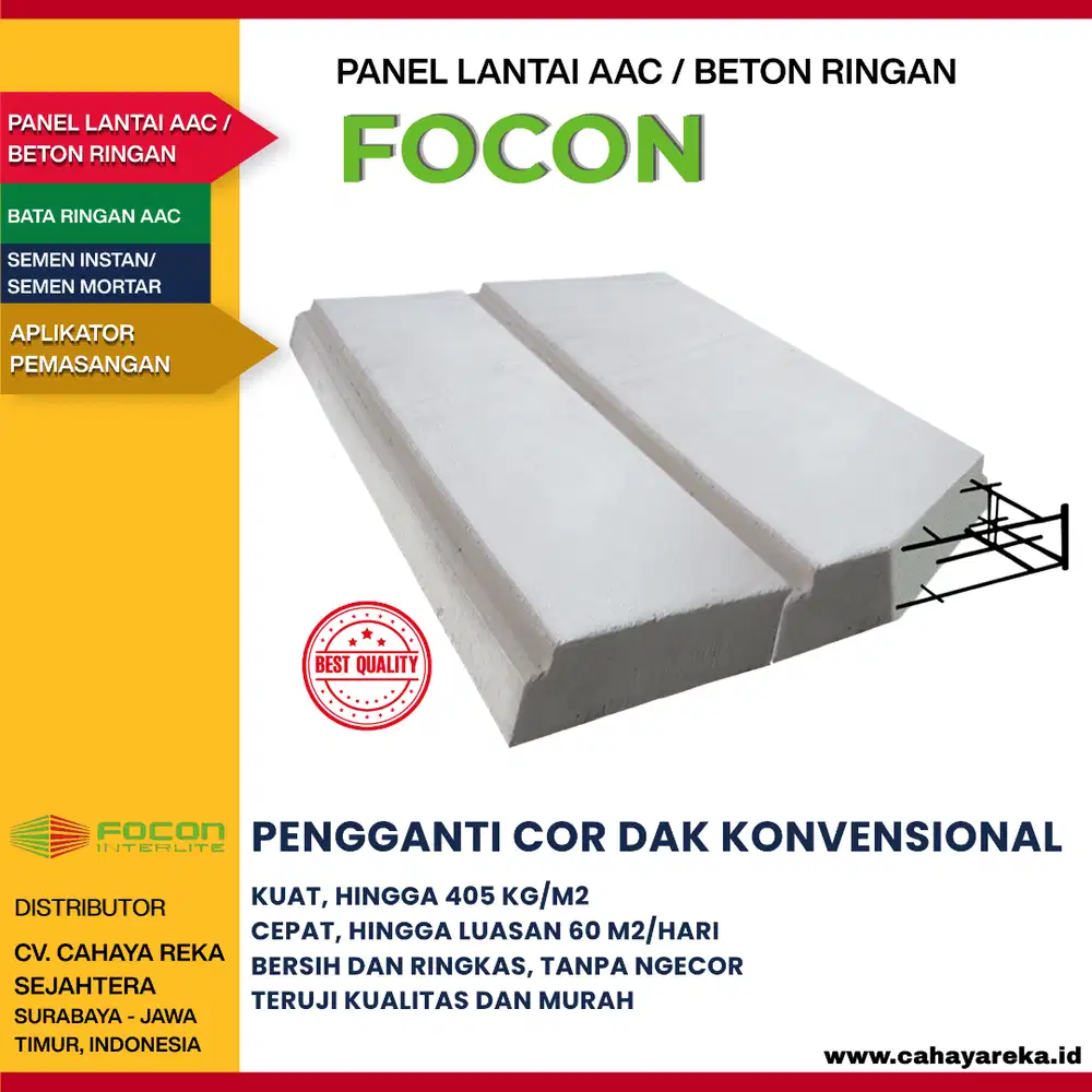 Panel Lantai AAC (Hebel) Focon |Ngedak tanpa Ngecor| Surabaya Jatim
