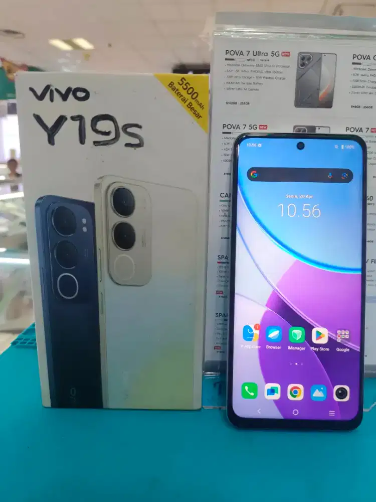 Jual fullset handphone second Android Vivo Y19s.6+6/128gb ori resmi.