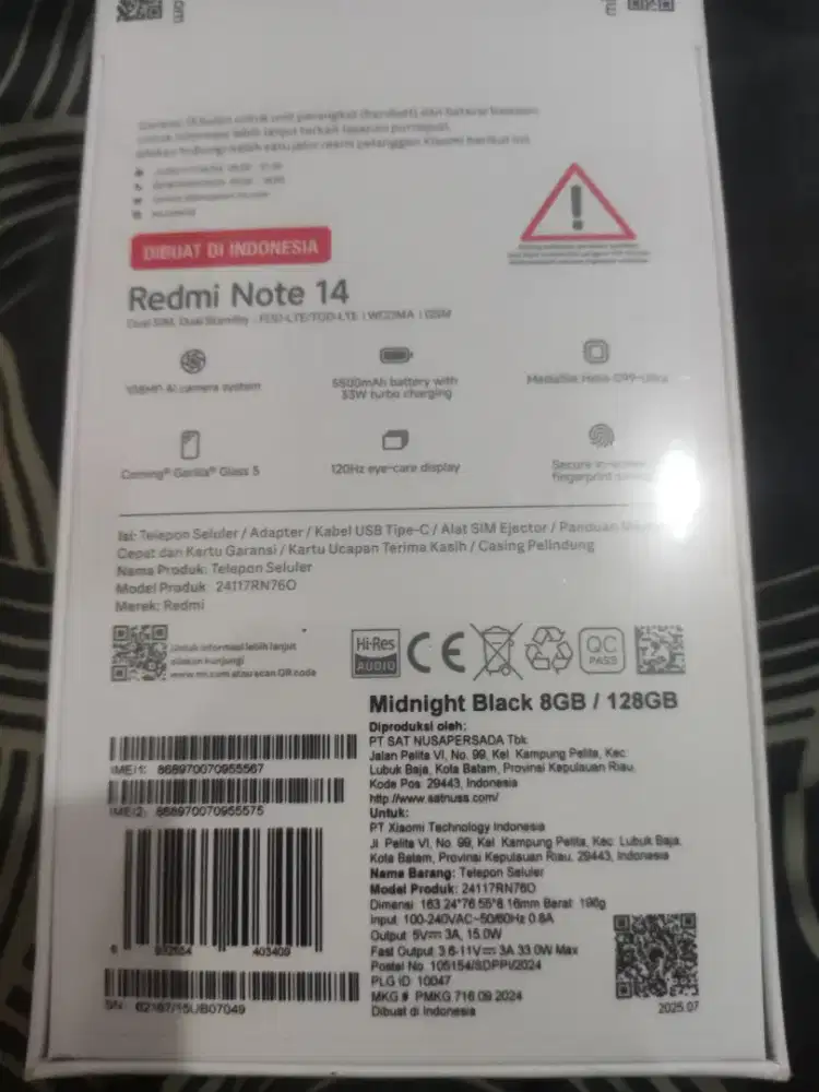 segel baru redmi note 14 8/128 hitam