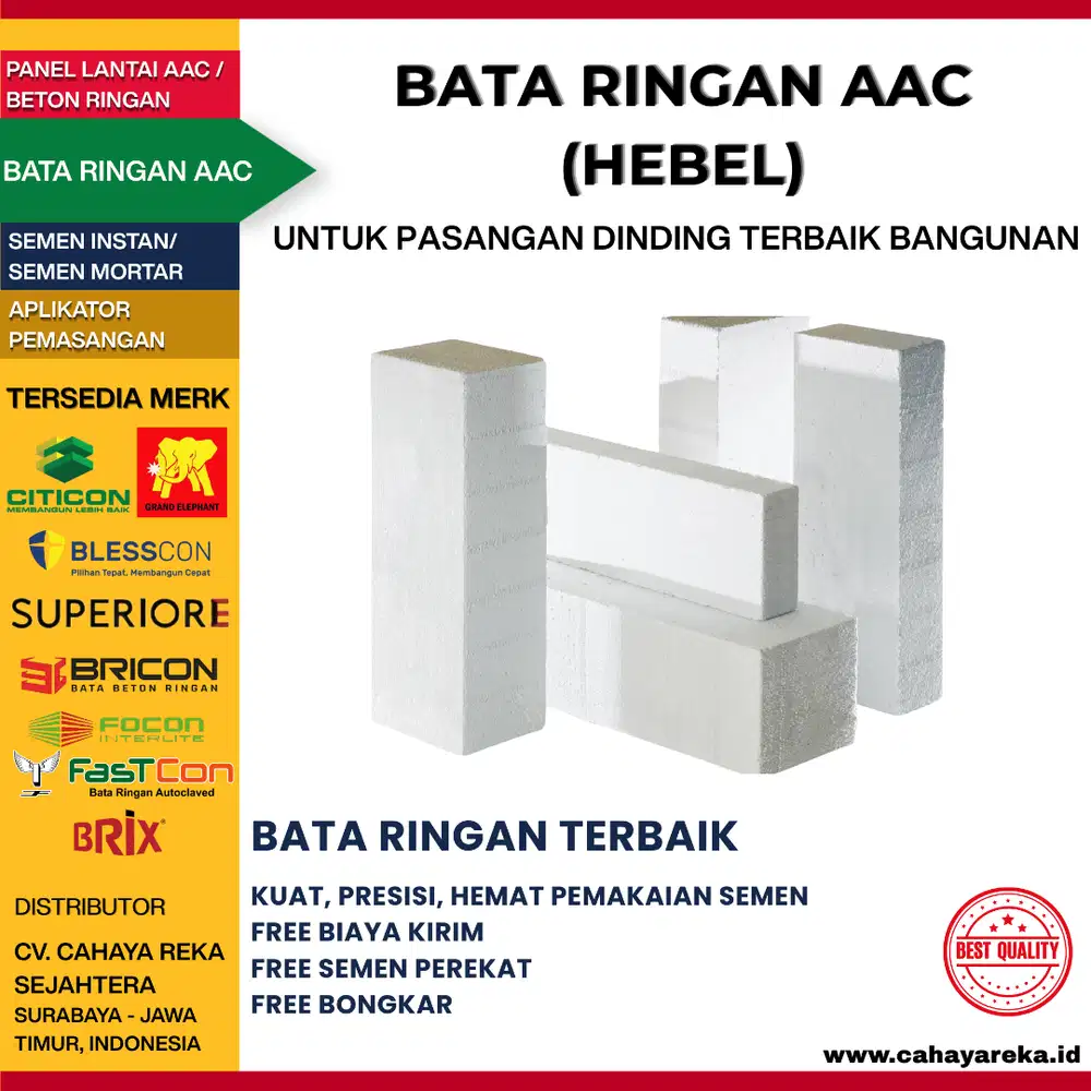 Bata Ringan AAC (Hebel) | Semua Merk Berkualitas | Surabaya Jawa Timur