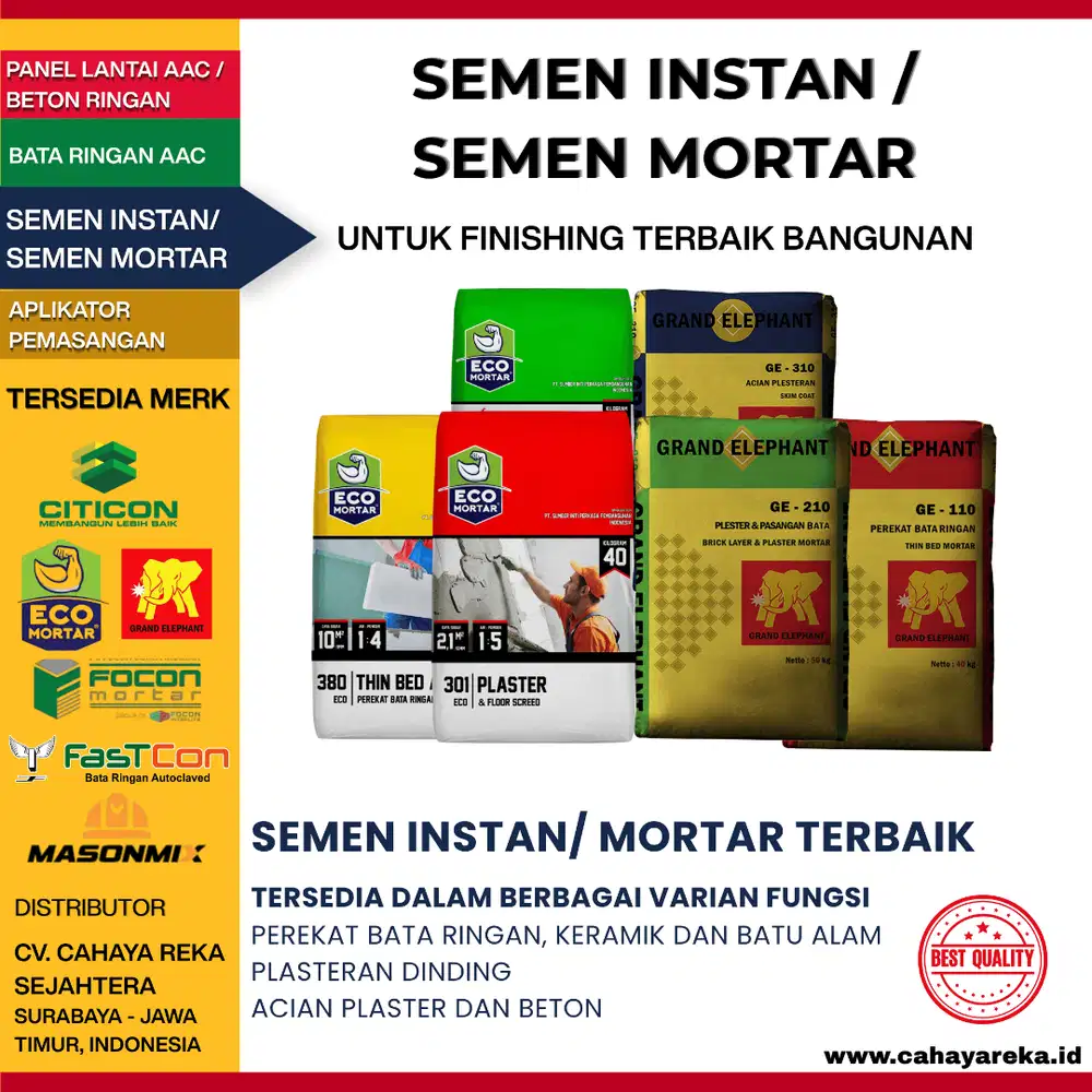 Semen Instan / Semen Mortar | Semua Merk Berkualitas | Surabaya, Jatim