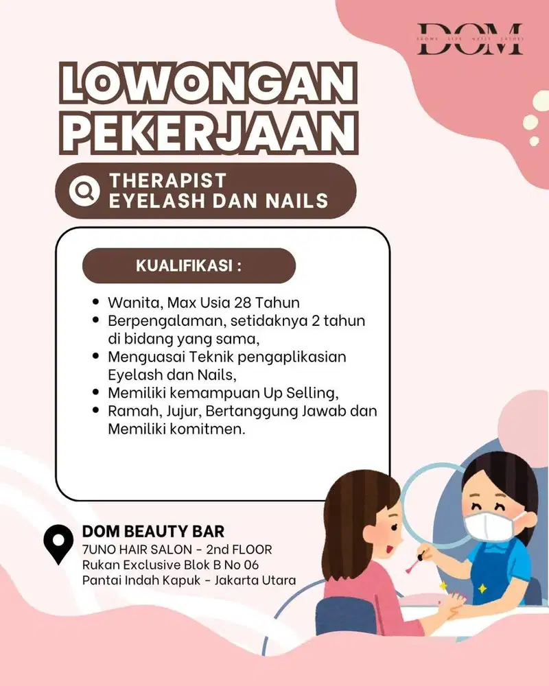 Lowongan Therapist Eyelash & Nails Salon