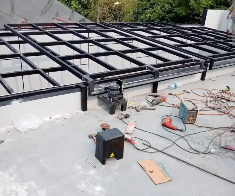 Kanopi kaca sliding otomatis