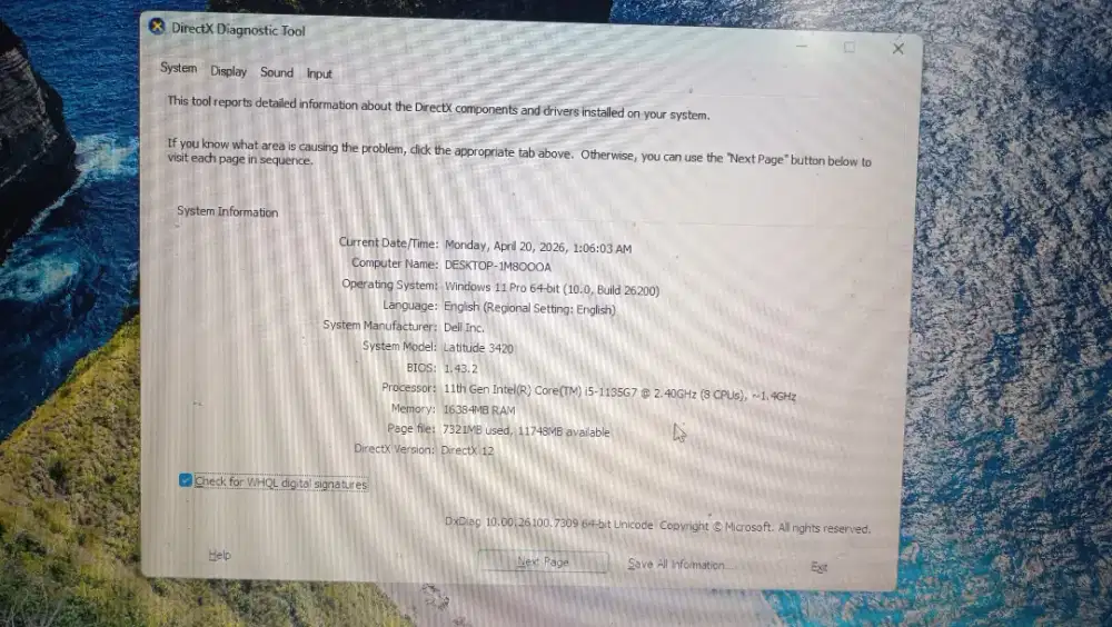 Laptop Dell Latitude 3420 Core i5-1135G7- gen 11, 16/512