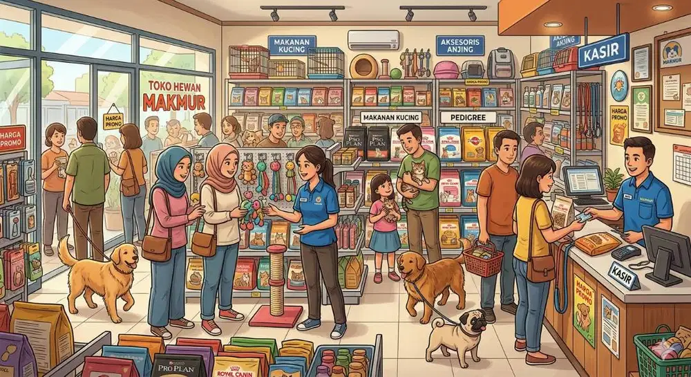 Karyawan Toko Keperluan Hewan, Margahayu Raya, Bandung