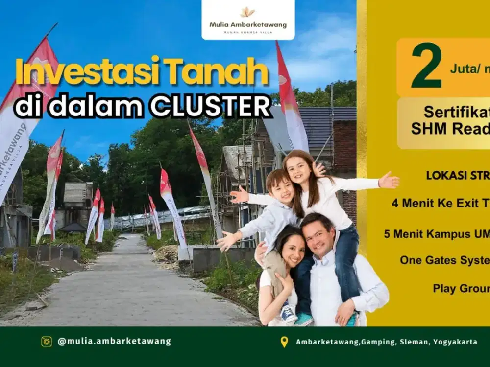 TANAH 100 JUTAAN SLEMAN DEKAT PASAR HEWAN GAMPING COCOK UNTUK BANGUN RUMAH