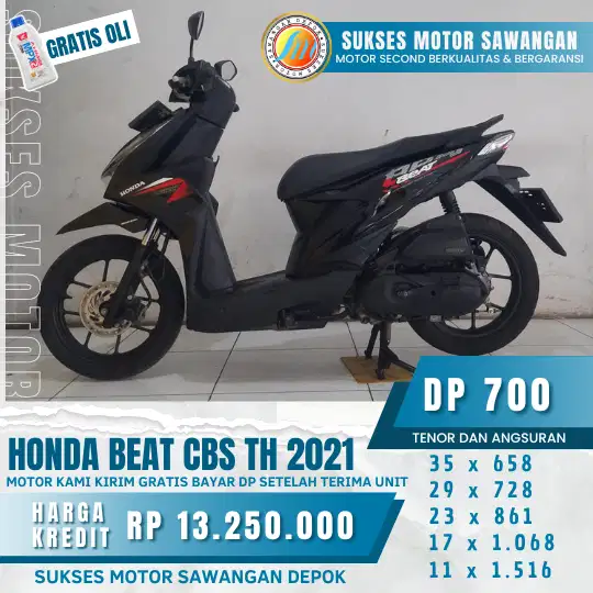 600 RBAN ANGSURAN RINGAN HONDA BEAT CBS TH 2021 (SUKSES MOTOR)