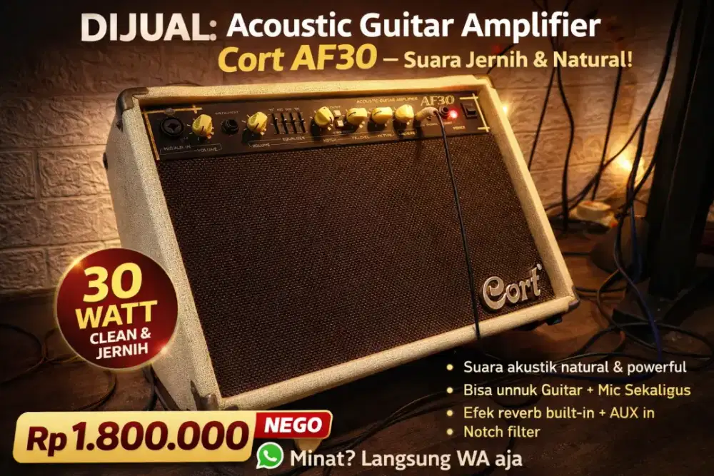 Amplifier Cort AF30 Ori Dua input untuk Gitar/Piano dan Microphone