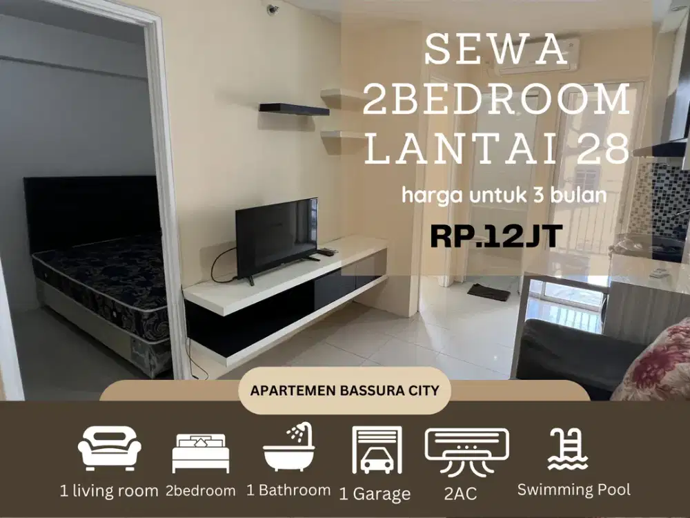 sewa 2bedroom furnished murah apartemen bassura city