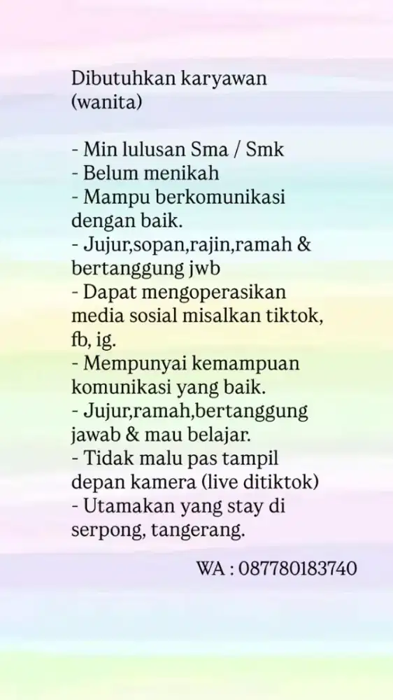 Dibutuhkan segera HOST LIVE!!