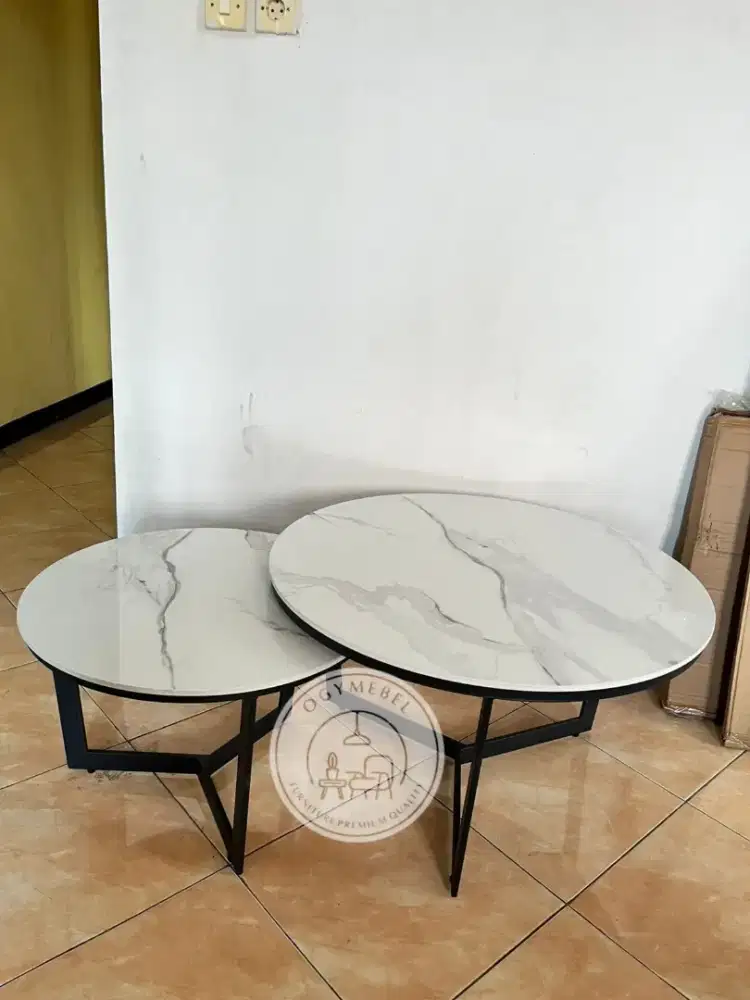 Promo sale meja tamu marmer kaki besi termurah dan terlaris