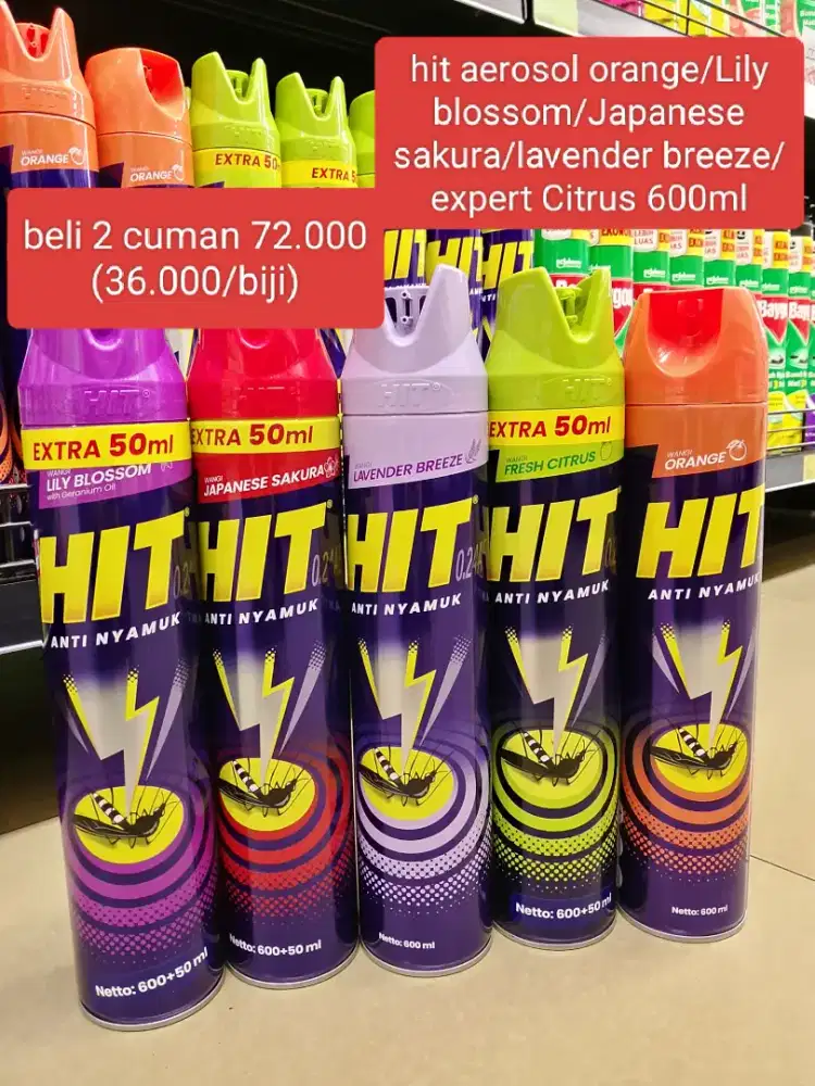 hit aerosol orange/Lily blossom/Japanese sakura/la breeze/Citrus 600ml