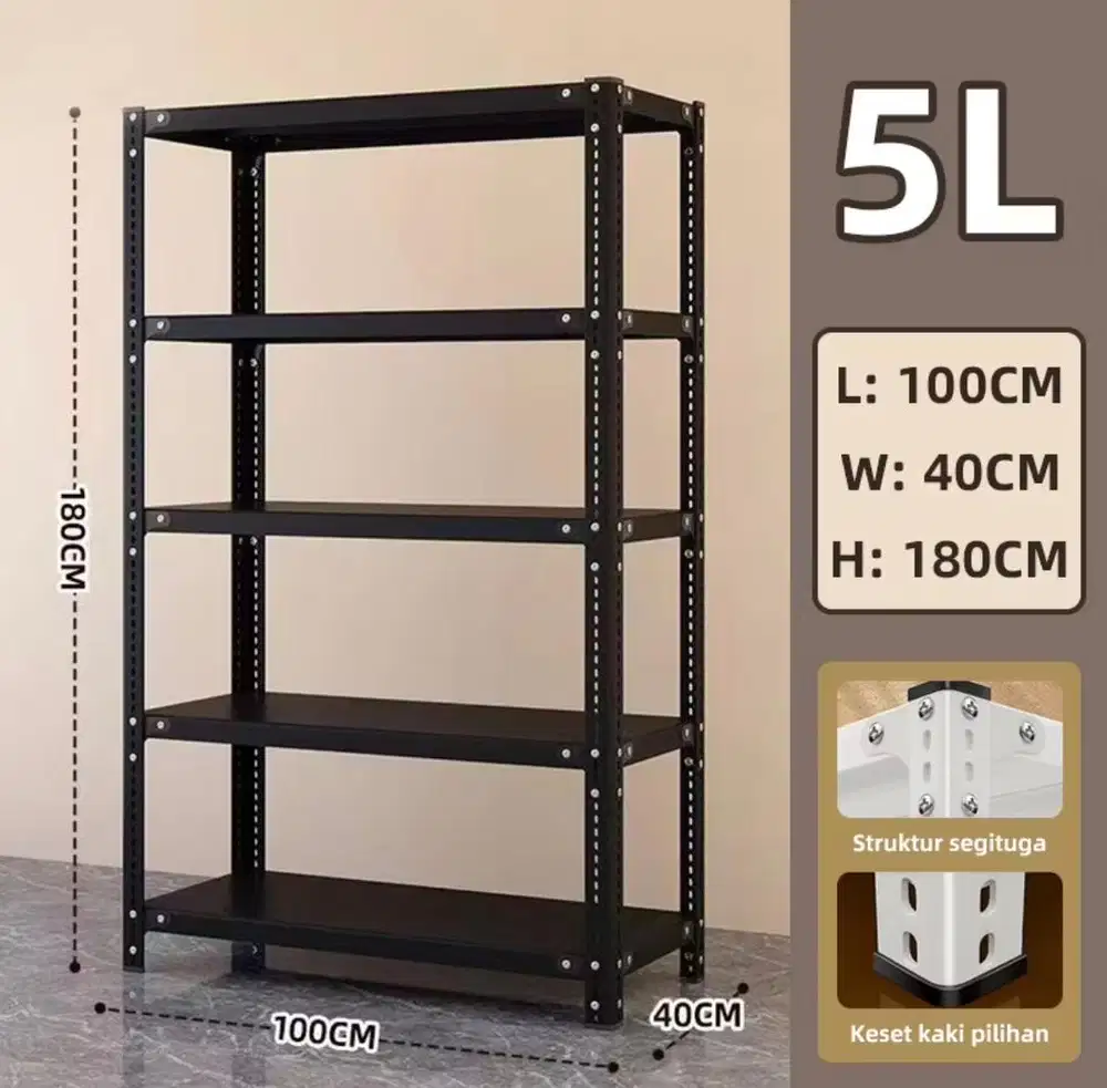 Rak besi siku 5 tingkat