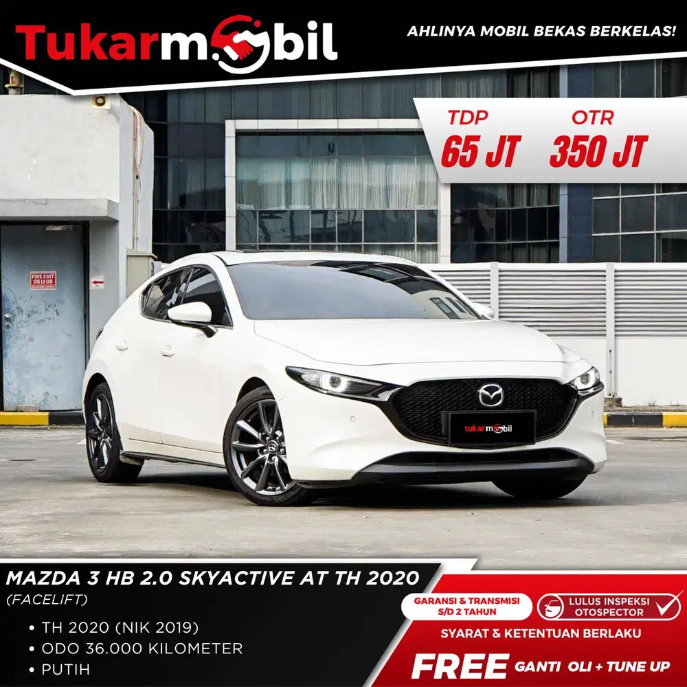 [BERGARANSI] MAZDA 3 2.0 SKYACTIVE TAHUN 2020/2019 LOW KM