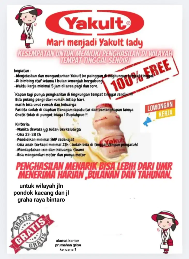 kesempatan sales yakult untuk pondok kacang