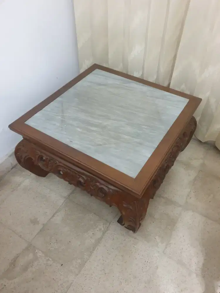 Meja jati kombinasi marmer