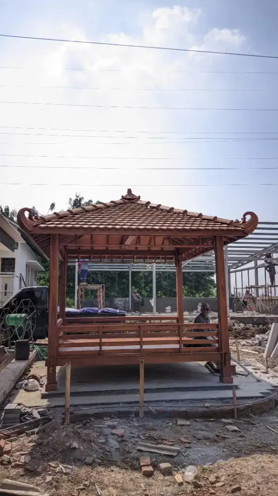 Gazebo kayu jati ukuran 3x3