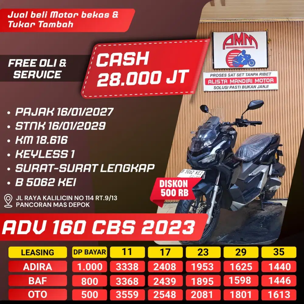 ADV 160 CBS, 2023, BS TT, CC, KREDIVO, CASH/ KREDIT