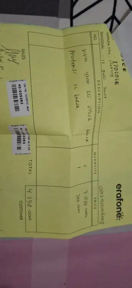 Vivo HP Y100 5G 8gb 256gb Preloved