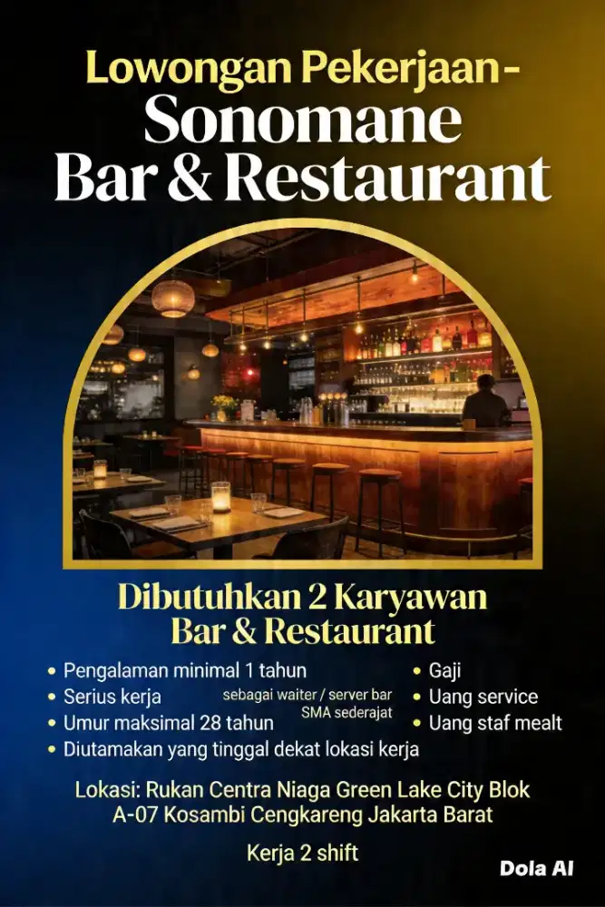 Di Butuhkan Segera Waiter / Server Bar