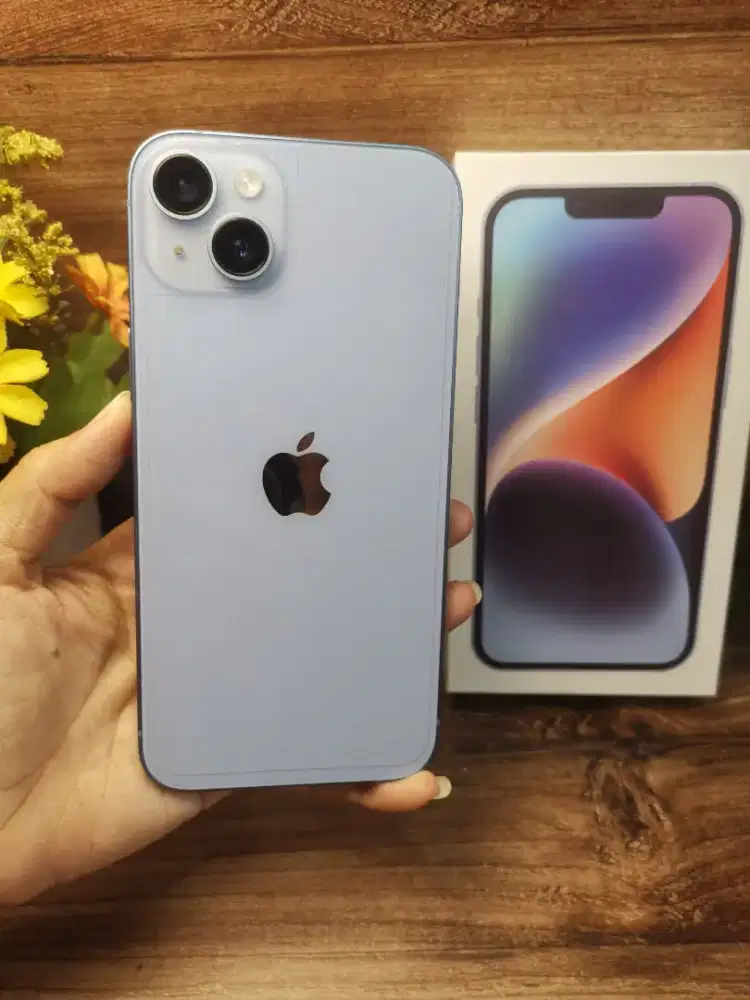 Iphone 14 plus 128 gb blue mulus 98% Hb 100% fullset bergaransi BS tt
