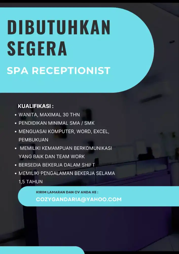 LOWONGAN KERJA RECEPTIONIST