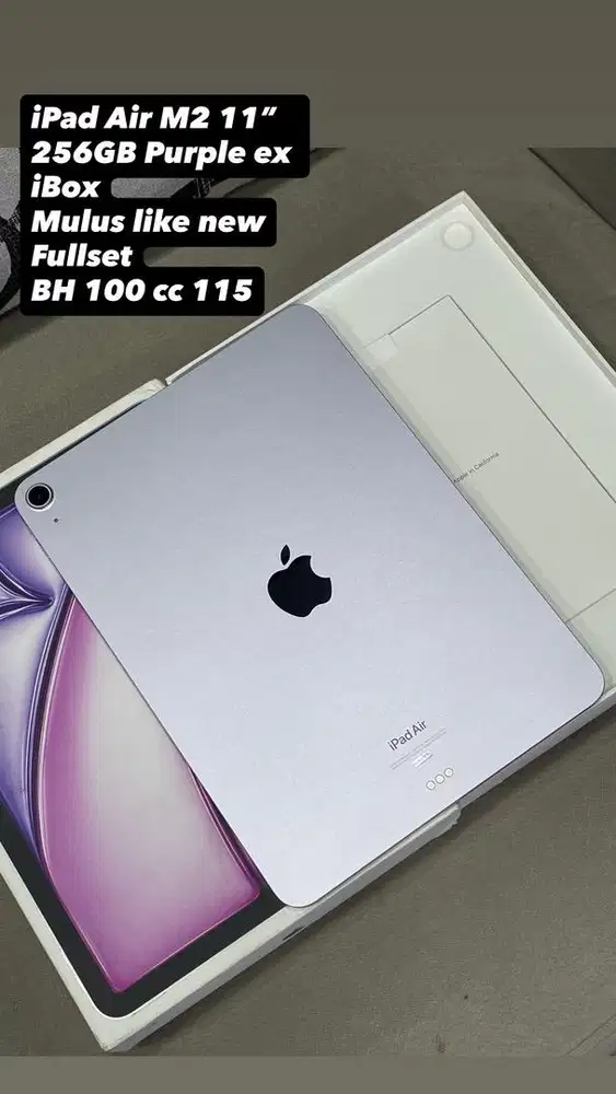 iPad Air M2 256GB Purple wifi only ex iBox Mulus Like New