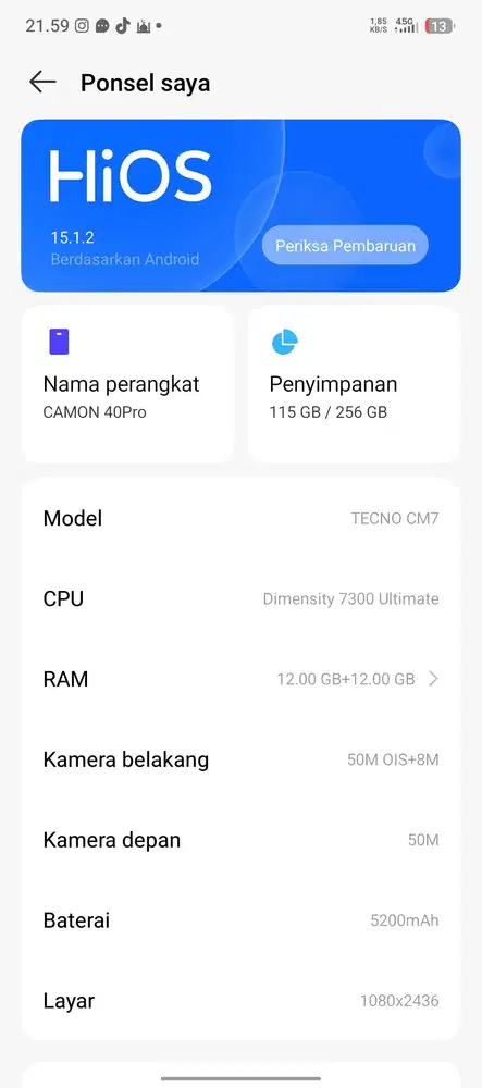 Di juaal hp tecno 40
