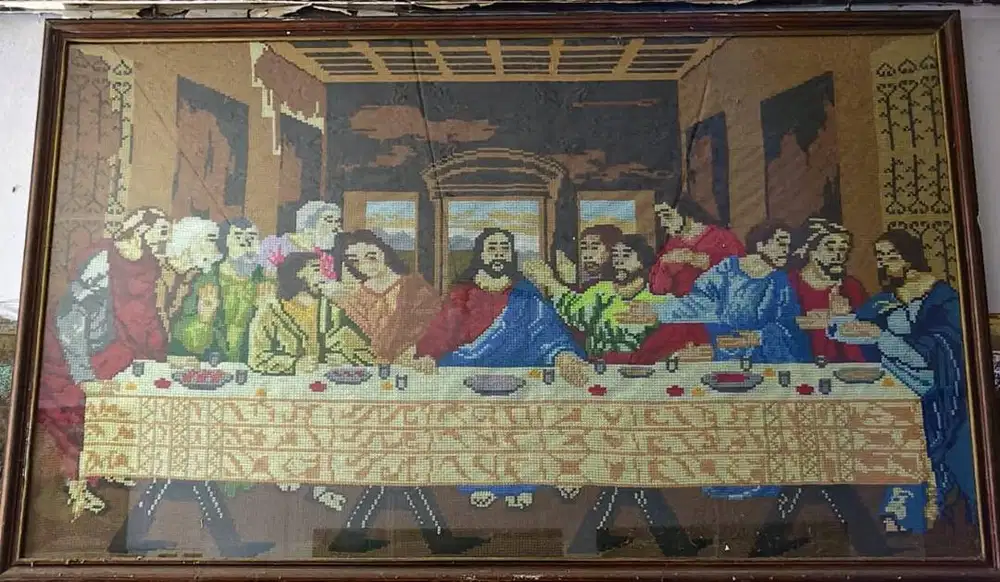 Lukisan rajutan benang woll dibikin Thn  2000