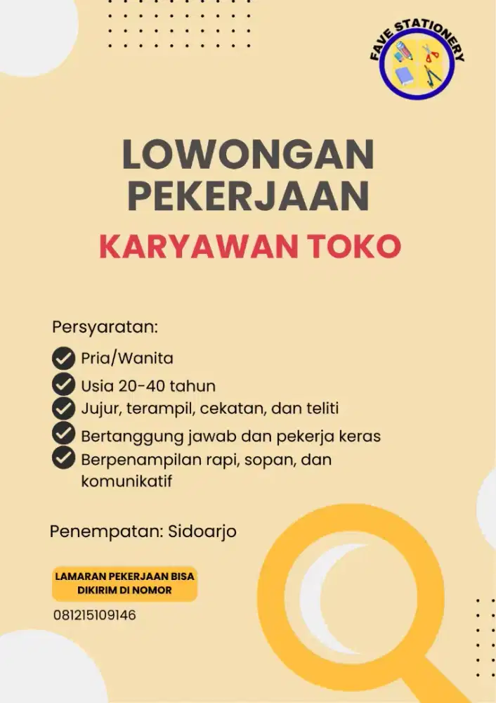 Loker karyawan toko sidoarjo