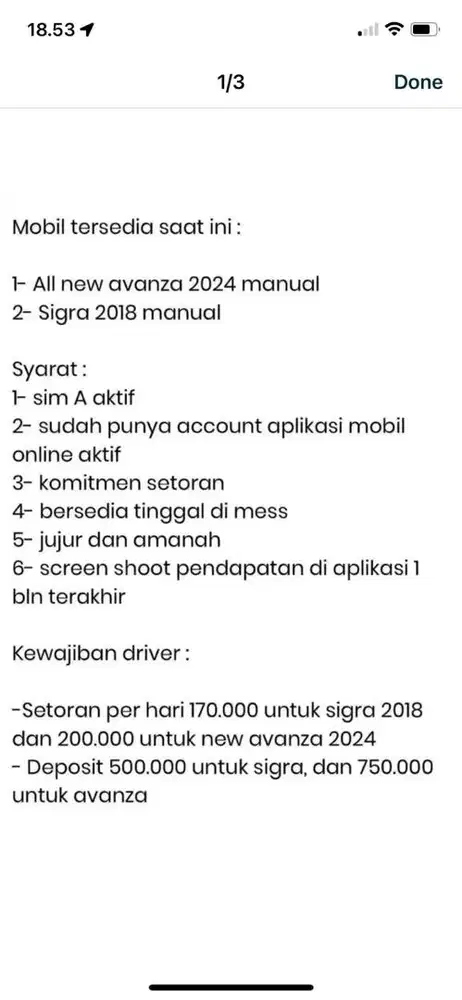 DICARI DRIVER MOBIL ONLINE