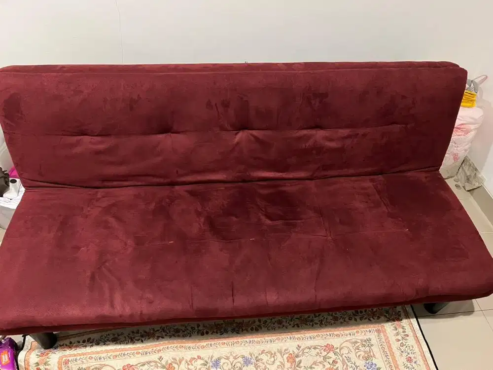 Jual Cepat Sofa Bed Ukuran 180 cm Informa Warna Merah Kondisi Bagus