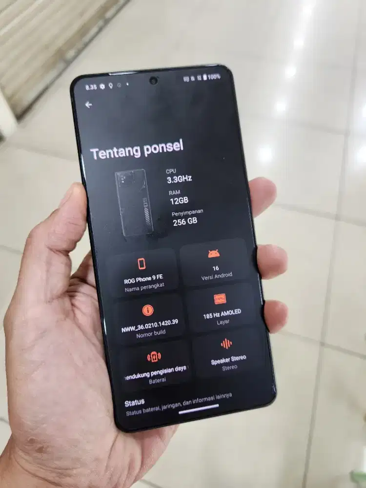 Asus rog 9 fe 12/256 banyak di cari kondisi like New tanpa minus