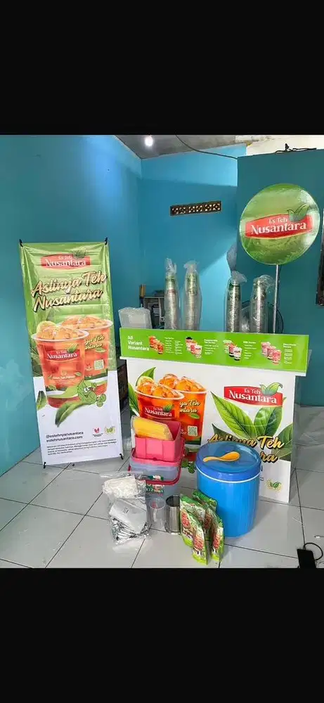 stand usaha es teh nusantara portable bisa dilipet