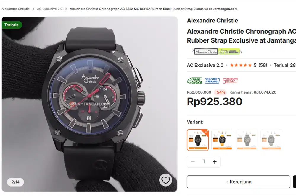 Alexandre Christie Chronograph AC 6612 MC REPBARE Men Black Rubber Str