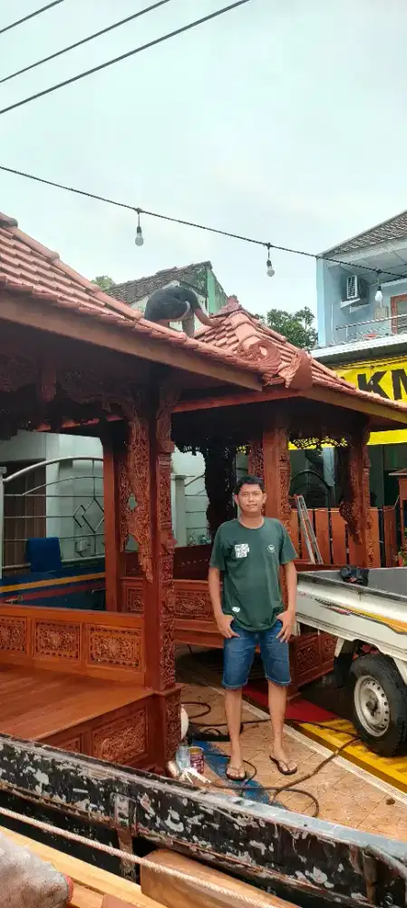 Gazebo saung bahan kayu jati pemabayaran setelah barang sampai tujuan