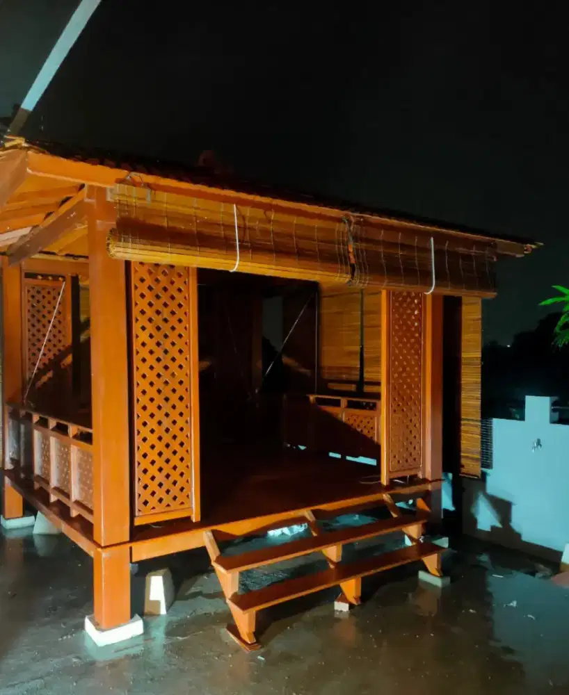 Saung gazebo bahan kayu jati berkualitas
