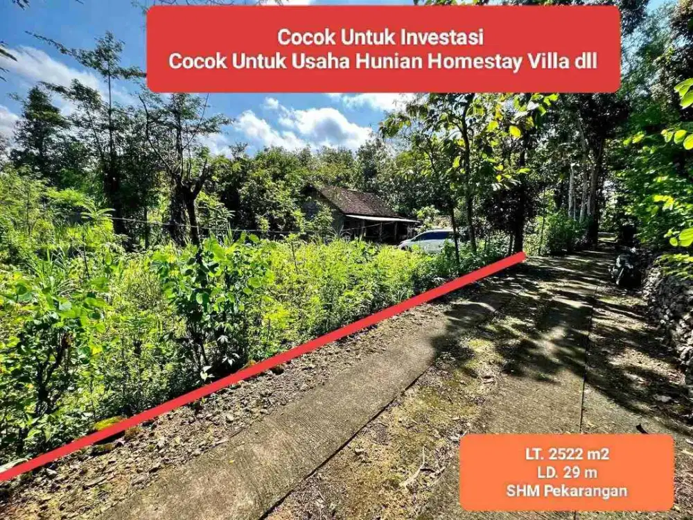 Jual tanah murah pekarangan kota Wonosari di Bejiharjo Gunungkidul 120 ribu permeter