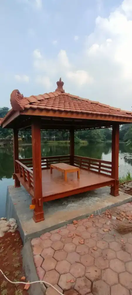 Saung gazebo kayu jati bergaransi