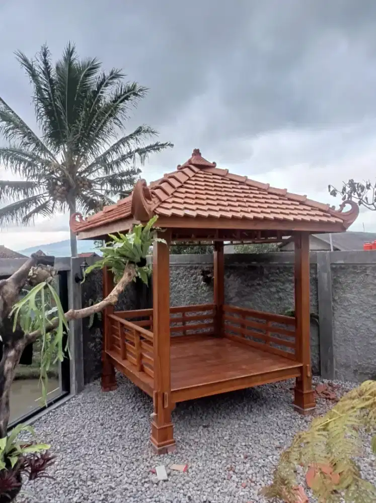 Saung gazebo bahan kayu jati semua bergaransi