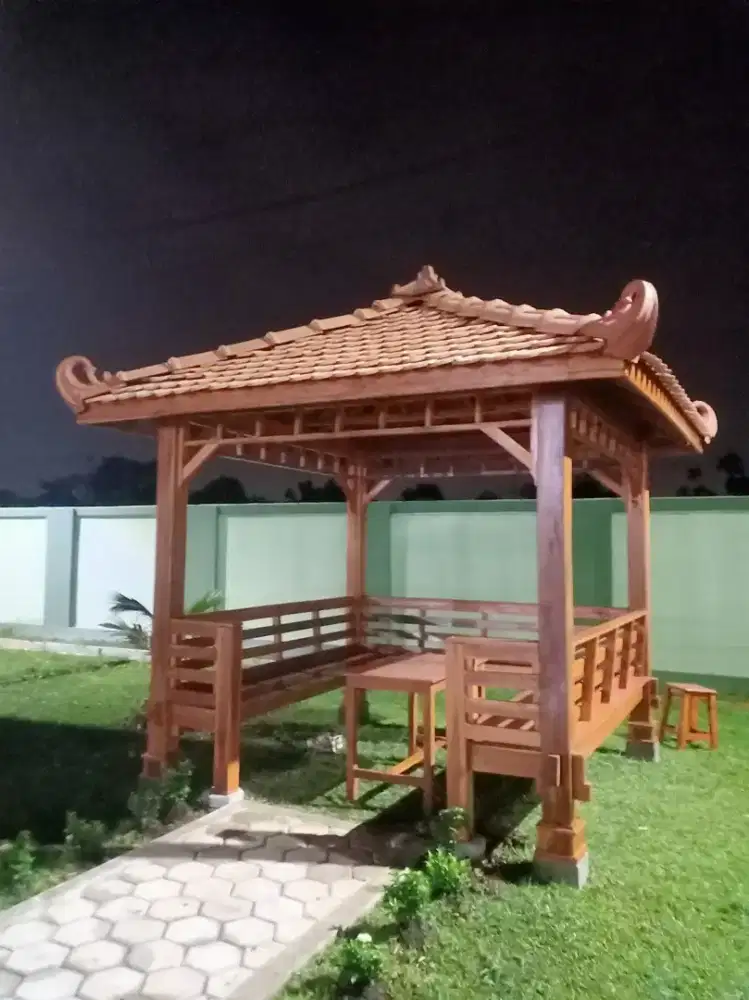 Saung gazebo bahan kayu jati berkualitas