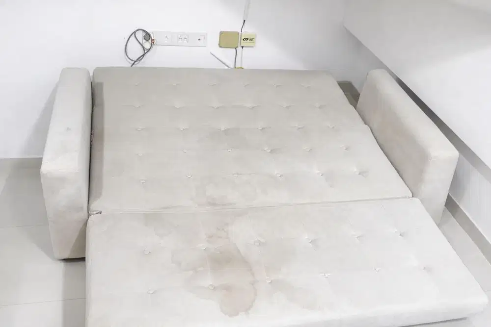 DIJUAL Sofa Bed 2 Seater Cream Minimalis Bisa Jadi Tempat Tidur