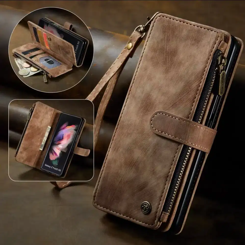 Samsung s24 phone case wallet baru coklat