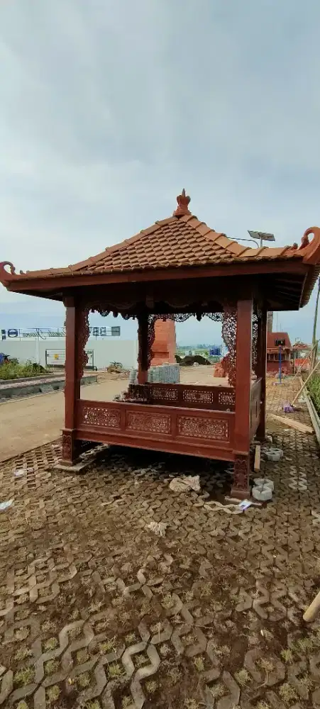 Saung gazebo ukir bahan full kayu jati