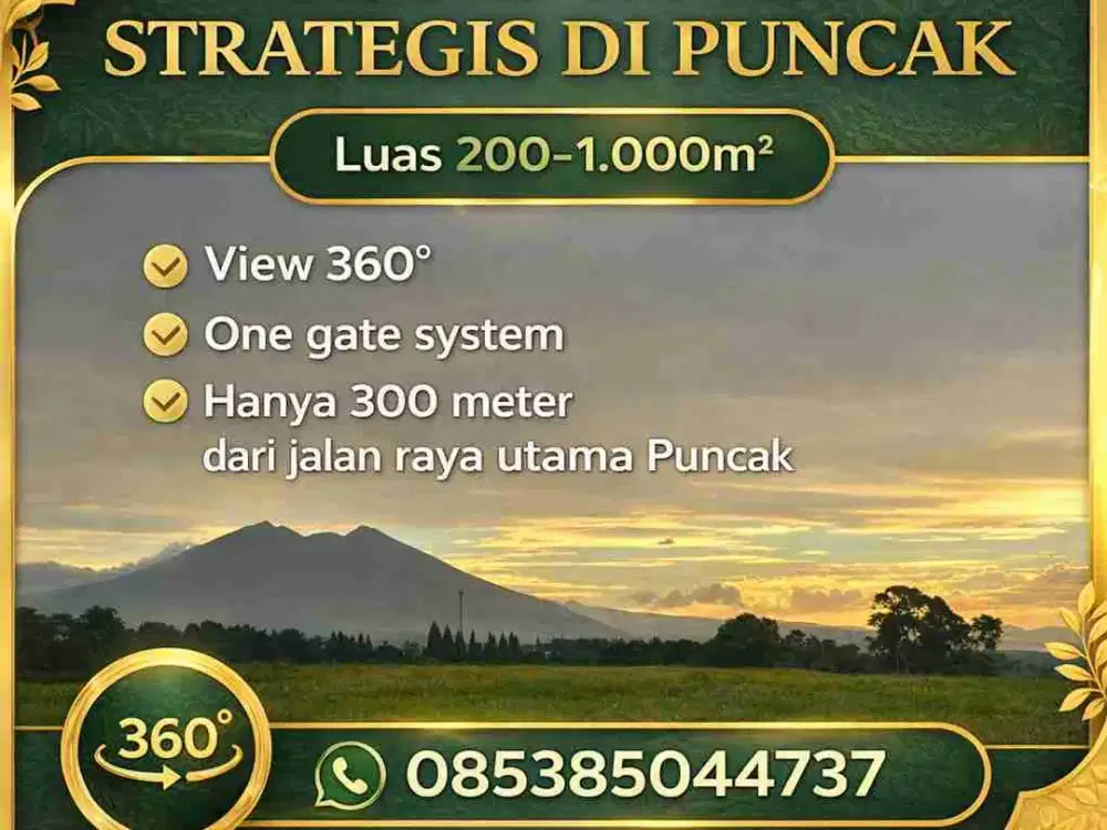 Tanah Puncak Best View Dekat Jalan Raya Utama Potensial