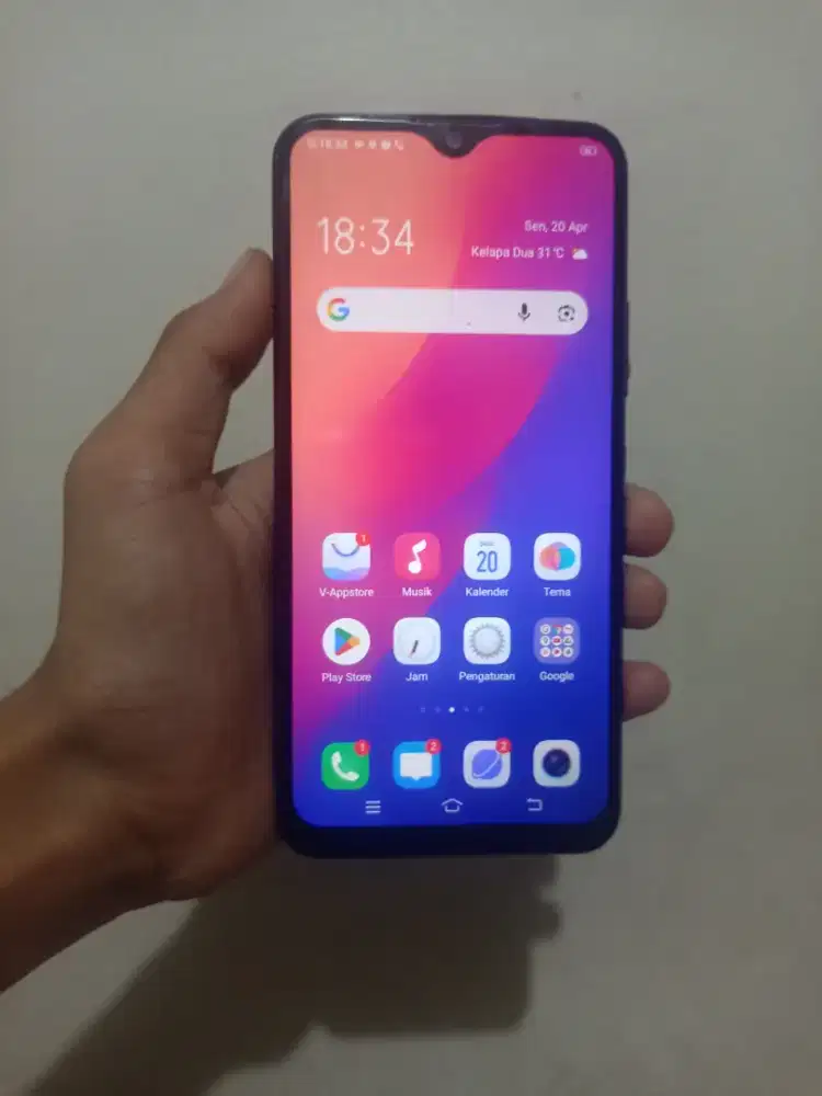 Vivo y12 ram 3/32 hp+casan minus sidik jari of sisanya pemakaian 600