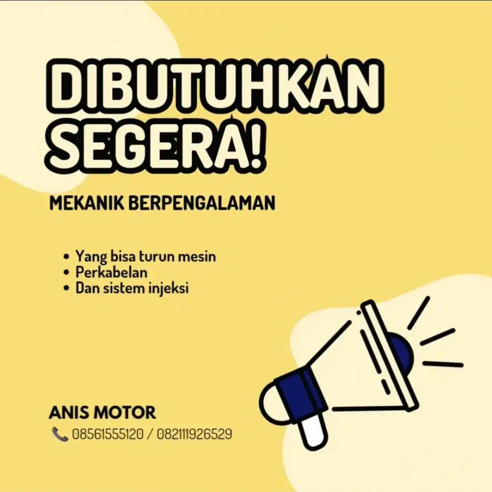 Dibutuhkan mekanik pengalaman