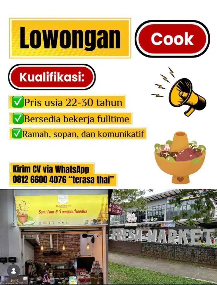 Di cari juru masak / koki