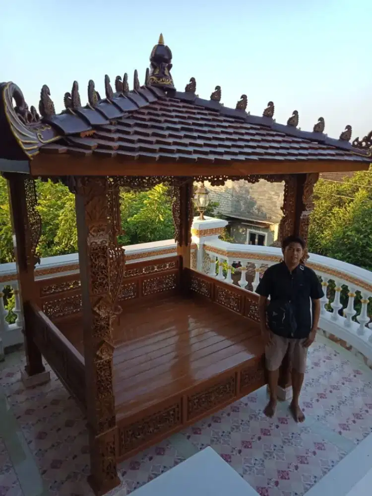Gazebo kayu jati ukir bahan berkualitas